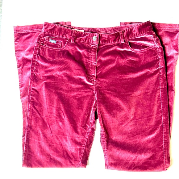 Faconnable Pants - VINTAGE FACONNABLE | Deep Red Cranberry Velour Like Pants | Size 10